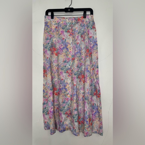 Vintage Women’s Lady Foot Locker Deadstock Floral Button Cotton Slit Ankle Skirt - Picture 2 of 7